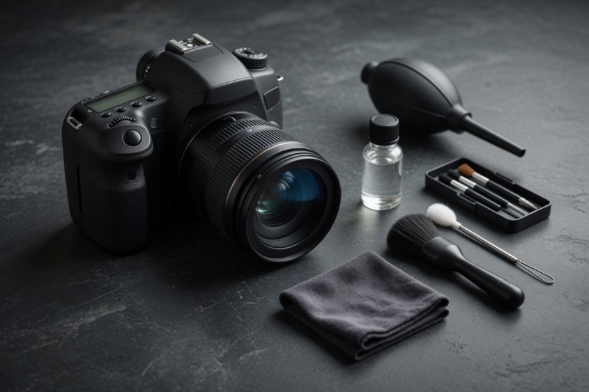 Photographie d'un appareil photo et kit d'entretien pour son matériel photo