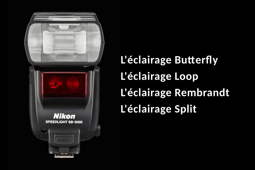 Photographie d'un flash cobra Nikon permettant l'éclairage Butterfly, Loop, Rembrandt et Split 
